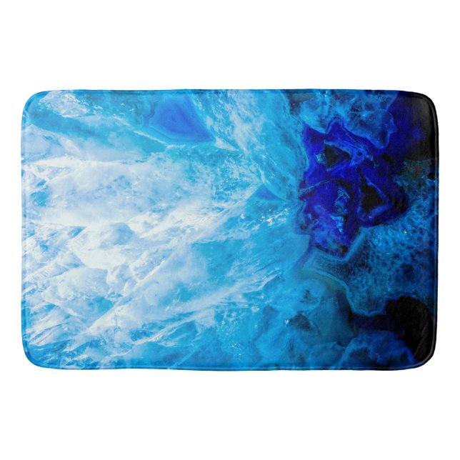 Ice Blue Crystal Gem Gemstone Agate Quartz Bath Mat (Front)