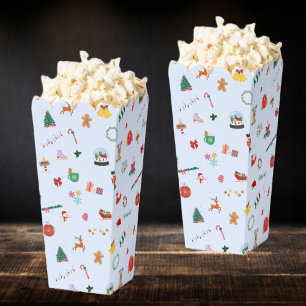 Ice blue cute Christmas illustrations popcorn Favour Box