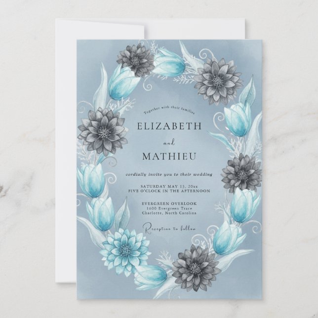Ice Blue Ethereal Winter Wedding Invitation (Front)