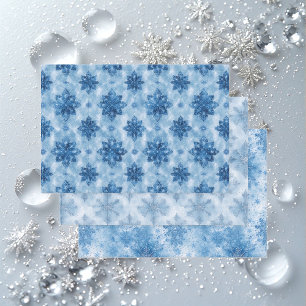 Ice Blue Fairytale Winter Snowflakes Decoupage  Wrapping Paper Sheet