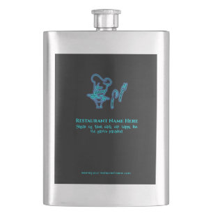 Ice blue fine dining restaurant logo hip flask