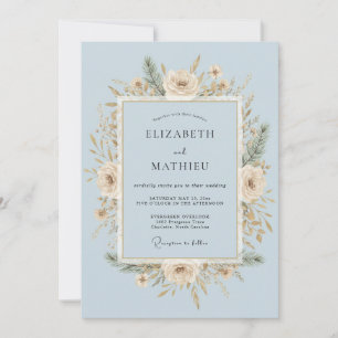 Ice Blue Frosty Winter Wedding Invitation