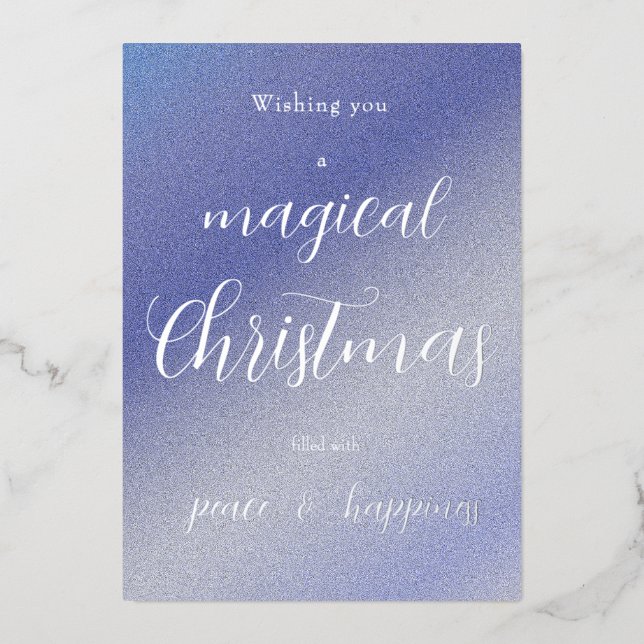 Ice Blue Glitter Christmas Card - Personalised  (Front)