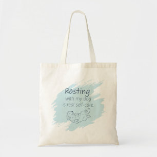 Ice Blue Golden Retriever – Resting with My Dog Tote Bag