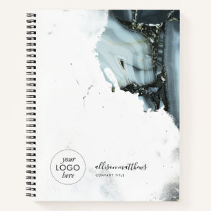 Ice Blue Grey Black Marble Background  Notebook