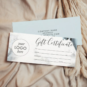 Ice Blue Grey Black Marble Gift Certificate