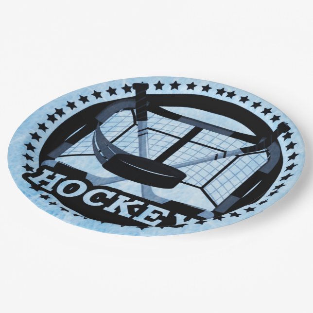 Ice Blue Hockey  Paper Plate (Angled)