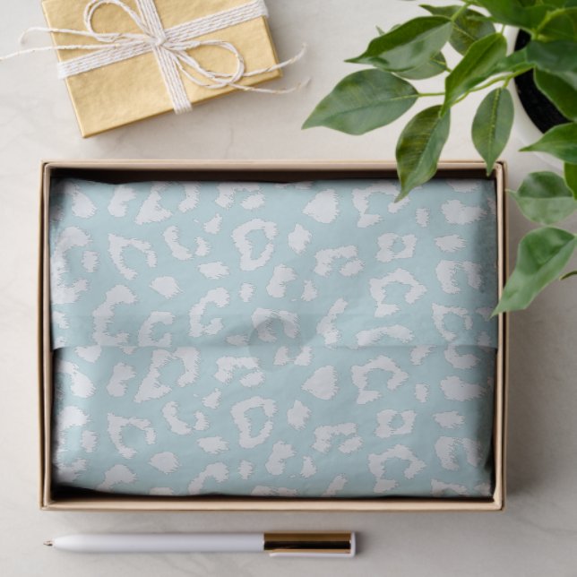 Ice Blue Large Leopard Print Tissue Paper (Gift)