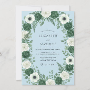 Ice Blue Lush Winter Wedding Invitation