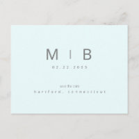 Ice Blue Monogram Wedding Save the Date