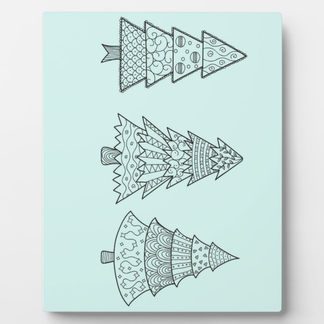 Ice blue pastel elegant stylish Christmas trees Plaque (Front)