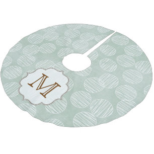 Ice Blue Polka Dot Monogram Initial Tree Skirt
