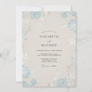 Ice Blue Rose Wedding Invitation