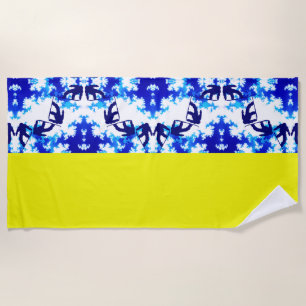 Ice Blue Snowboarder Sky Yellow Snowboarding Sport Beach Towel