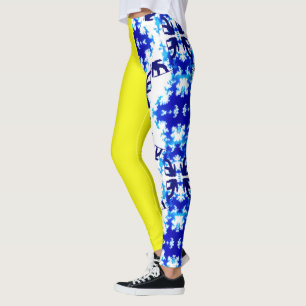 Ice Blue Snowboarder Sky Yellow Snowboarding Sport Leggings