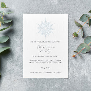 Ice Blue Snowflake Christmas Holiday Party Invitation