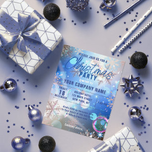 Ice Blue Snowflake Corporate Christmas Cocktail