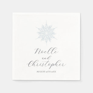 Ice Blue Snowflake Elegant Winter Wedding Napkin