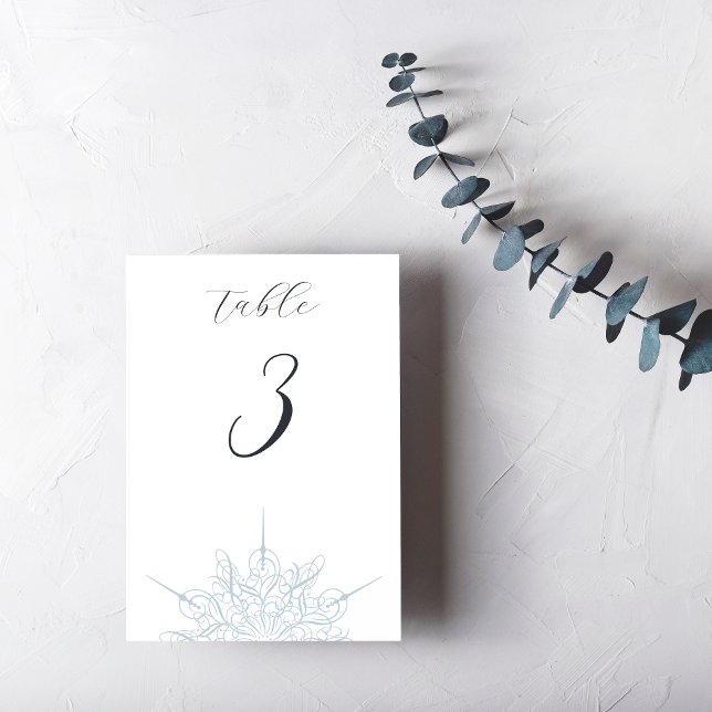 Ice Blue Snowflake Elegant Winter Wedding  Table Number (Creator Uploaded)