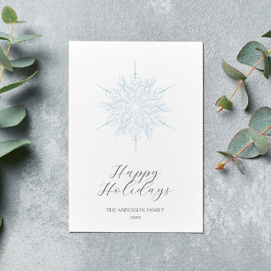 Ice Blue Snowflake Happy Holidays Family