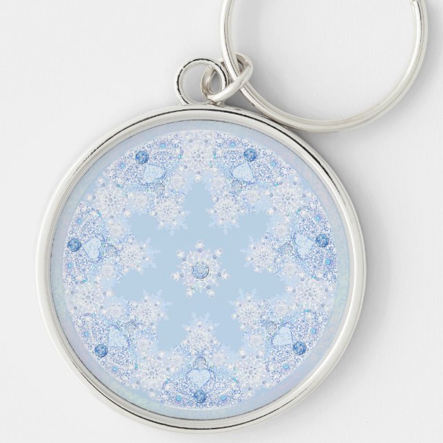 Ice Blue Snowflake Key Ring (Front)