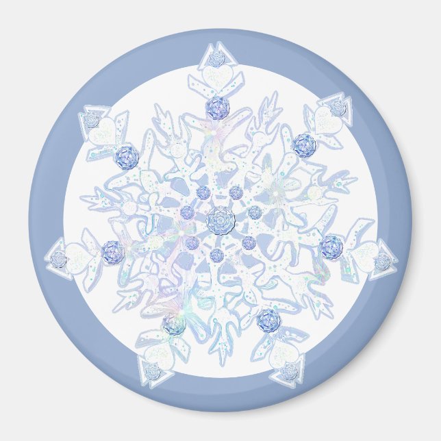 Ice Blue Snowflake Magnet (Front)