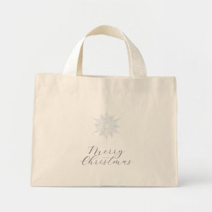 Ice Blue Snowflake Merry Christmas Gift Mini Tote Bag