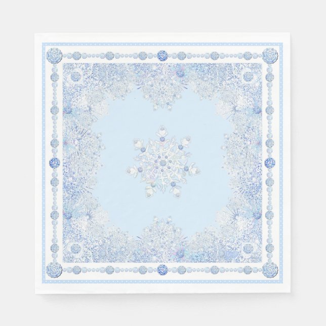 Ice blue snowflake napkin (Front)