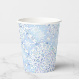 Ice blue snowflake paper cups