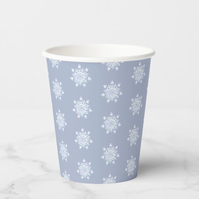 Ice blue snowflake paper cups (Front)