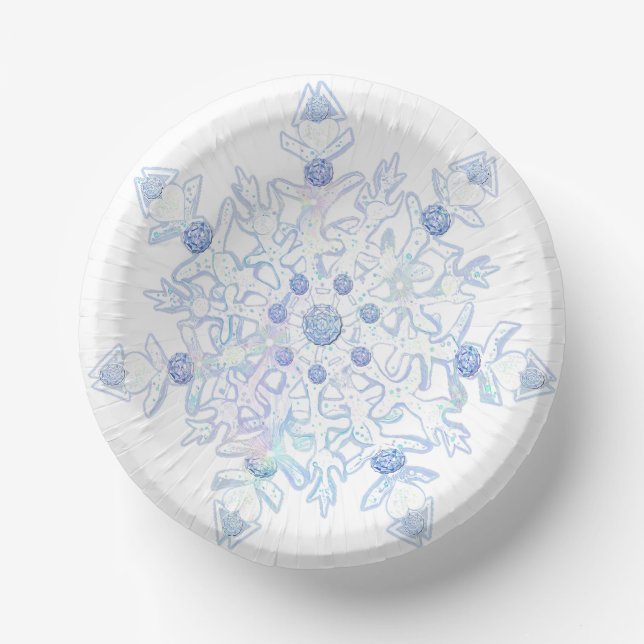 Ice blue snowflake paper plate (Front)
