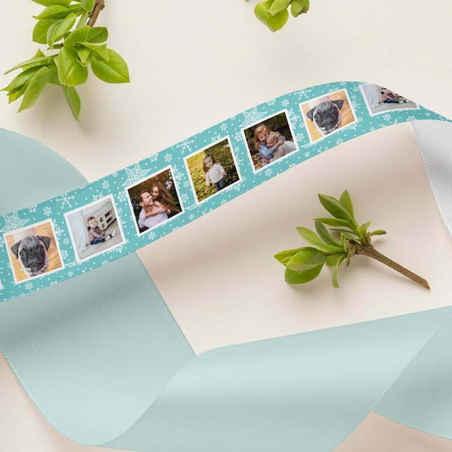 Ice Blue Snowflake Pattern Photo Satin Ribbon (Creator Uploaded)