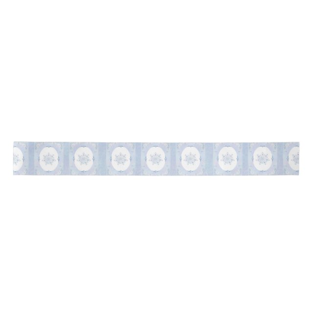 Ice blue snowflake satin ribbon (Front)