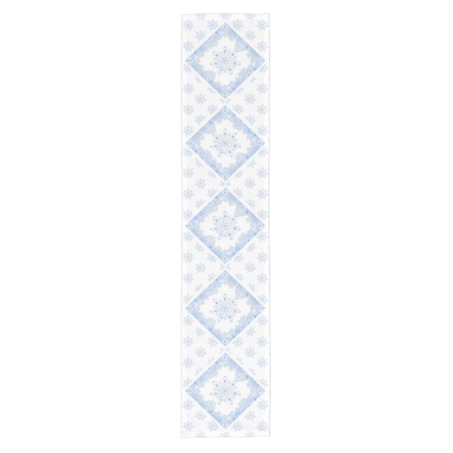 Ice blue snowflake short table runner (Front)