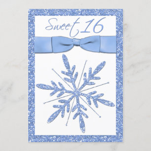 Ice Blue Snowflake Sweet 16 Invitation