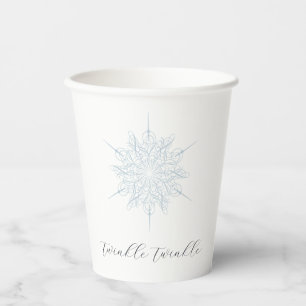Ice Blue Snowflake Twinkle Twinkle Christmas Party Paper Cups