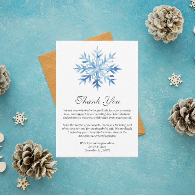 Ice Blue Snowflake Winter Wedding Thank You Card (Creator Uploaded)