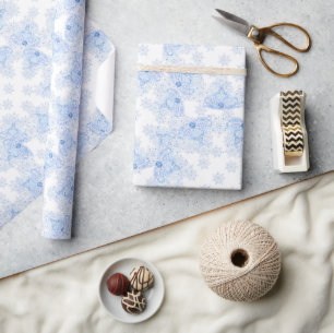 Ice blue snowflake wrapping paper