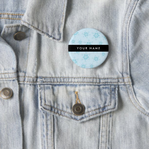 Ice Blue Snowflakes, Your name, Personalise 6 Cm Round Badge