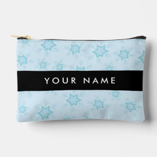 Ice Blue Snowflakes, Your name, Personalise Accessory Pouch
