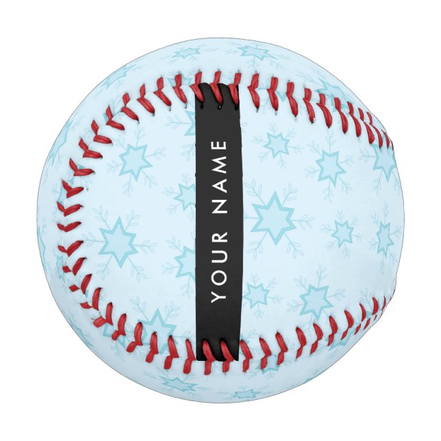 Ice Blue Snowflakes, Your name, Personalise Baseball (Front Left)