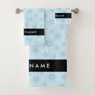 Ice Blue Snowflakes, Your name, Personalise Bath Towel Set