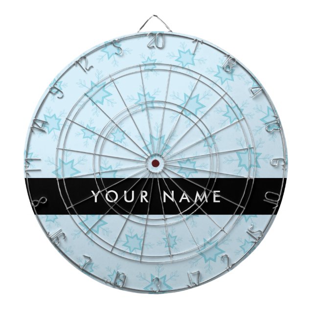Ice Blue Snowflakes, Your name, Personalise Dartboard (Front)