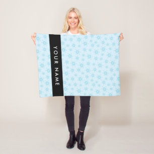 Ice Blue Snowflakes, Your name, Personalise Fleece Blanket