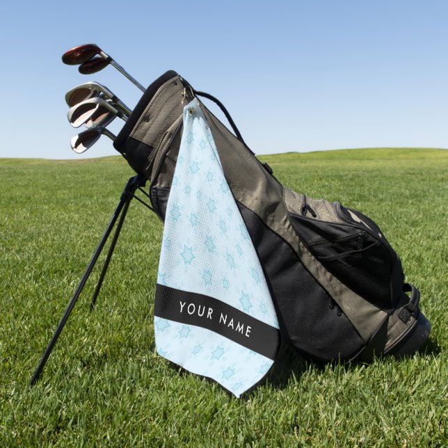 Ice Blue Snowflakes, Your name, Personalise Golf Towel (Green)