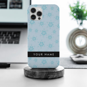 Ice Blue Snowflakes, Your name, Personalise iPhone 15 Pro Max Case