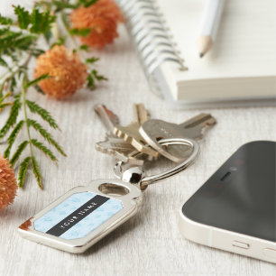 Ice Blue Snowflakes, Your name, Personalise Key Ring