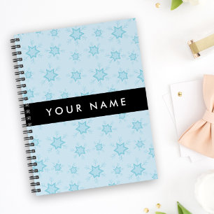 Ice Blue Snowflakes, Your name, Personalise Notebook
