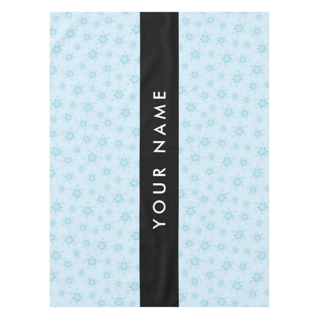 Ice Blue Snowflakes, Your name, Personalise Tablecloth (Front)