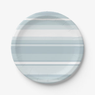 Ice blue stripes paper plate